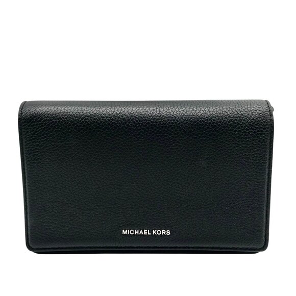 Michael Kors Black Pebbled Leather Medium Jet Set Flap Crossbody - Picture 1 of 10